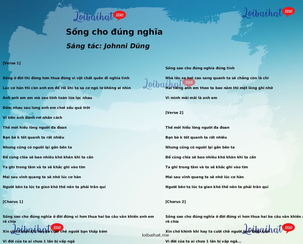 Sống cho đúng nghĩa