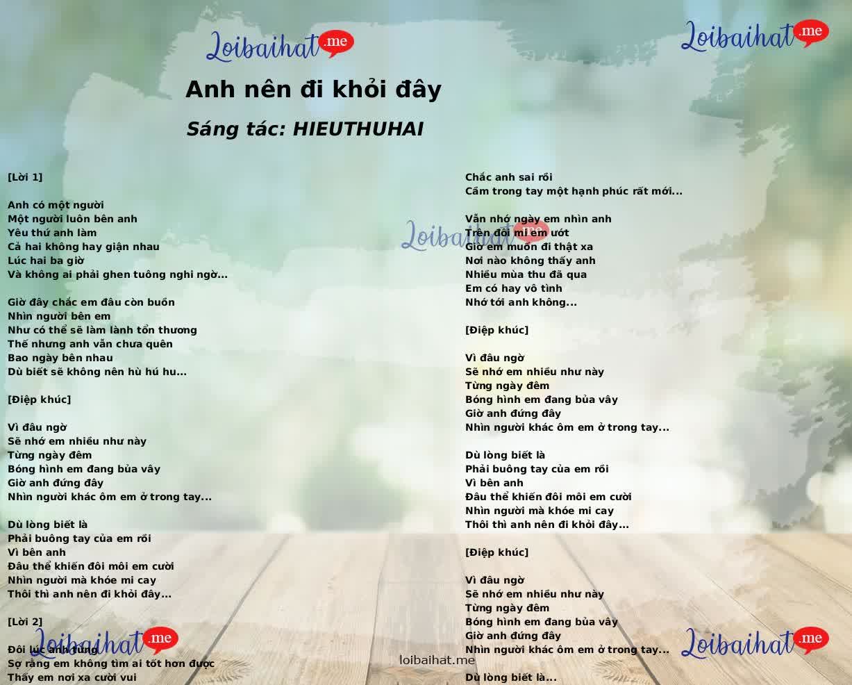 Anh nên đi khỏi đây