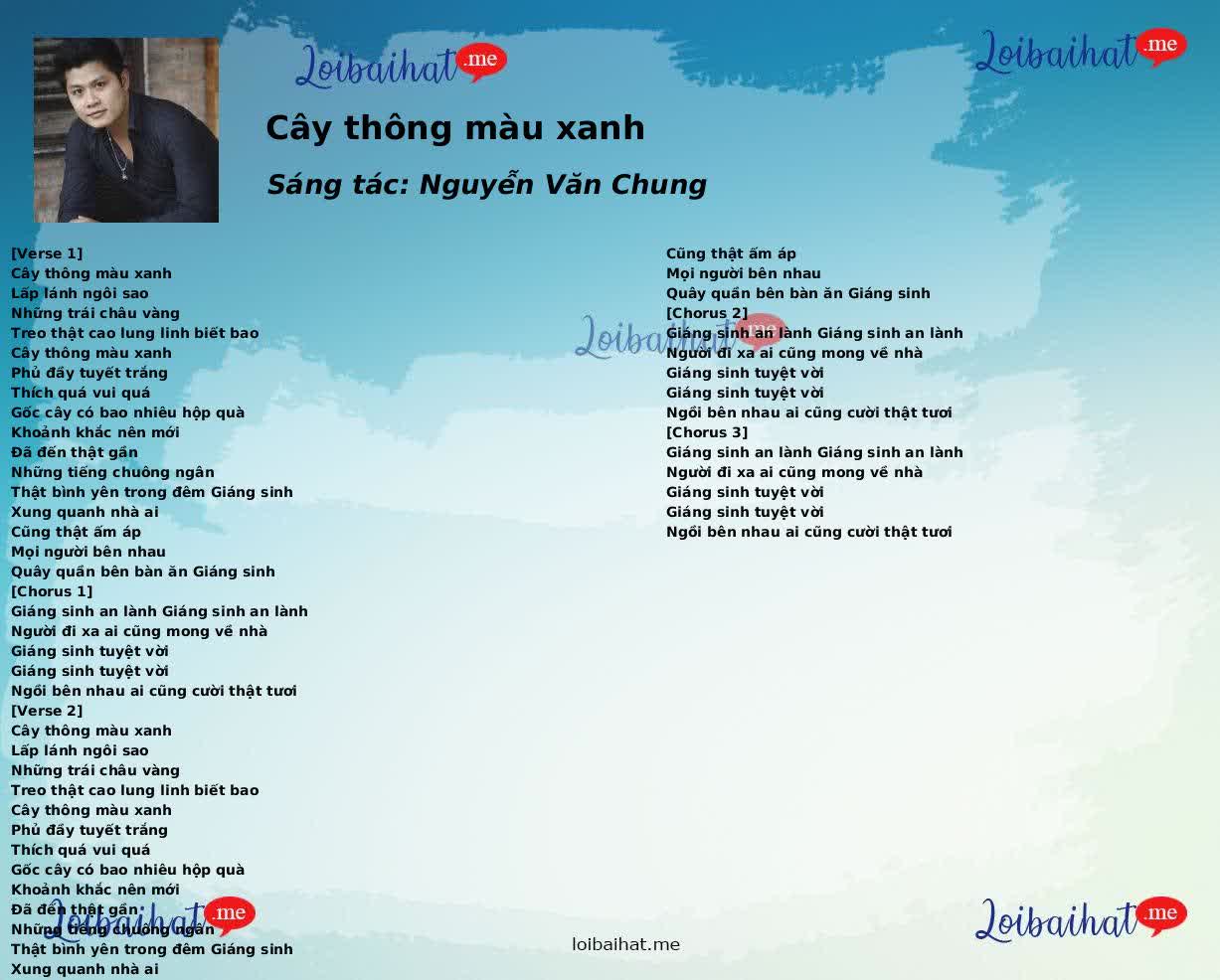 Lời bài hát Cây thông màu xanh