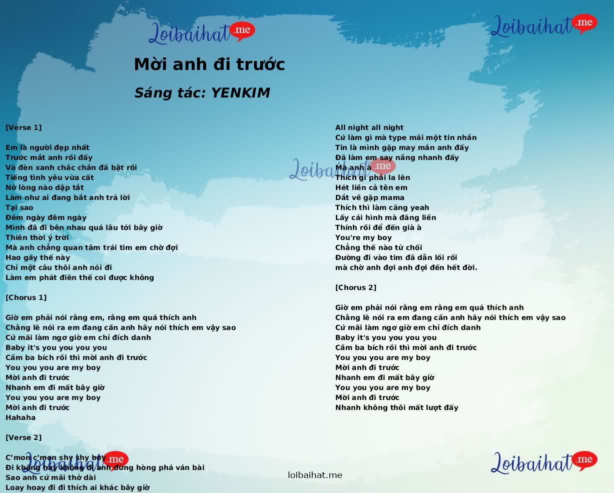 Mời anh đi trước