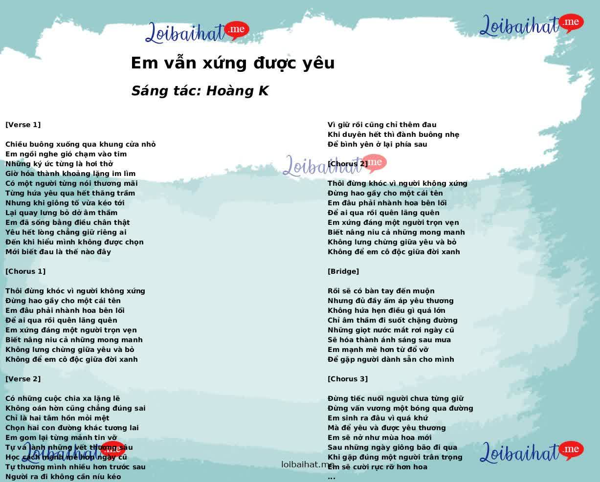 Em vẫn xứng được yêu