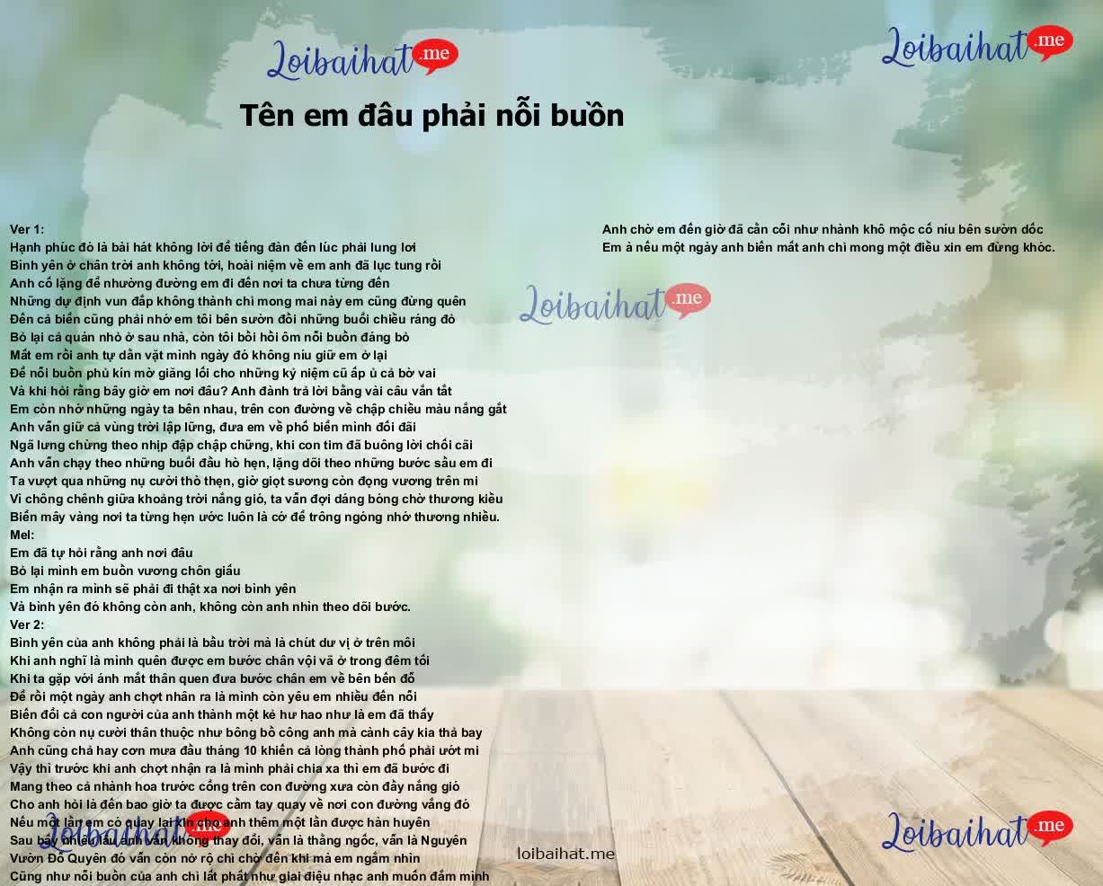 Tên em đâu phải nỗi buồn