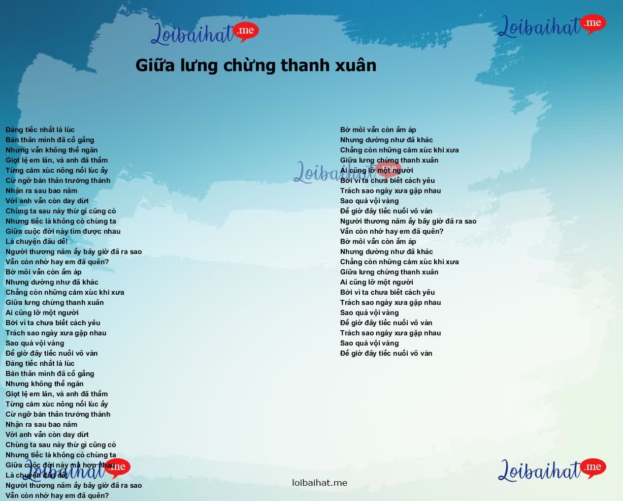 Giữa lưng chừng thanh xuân
