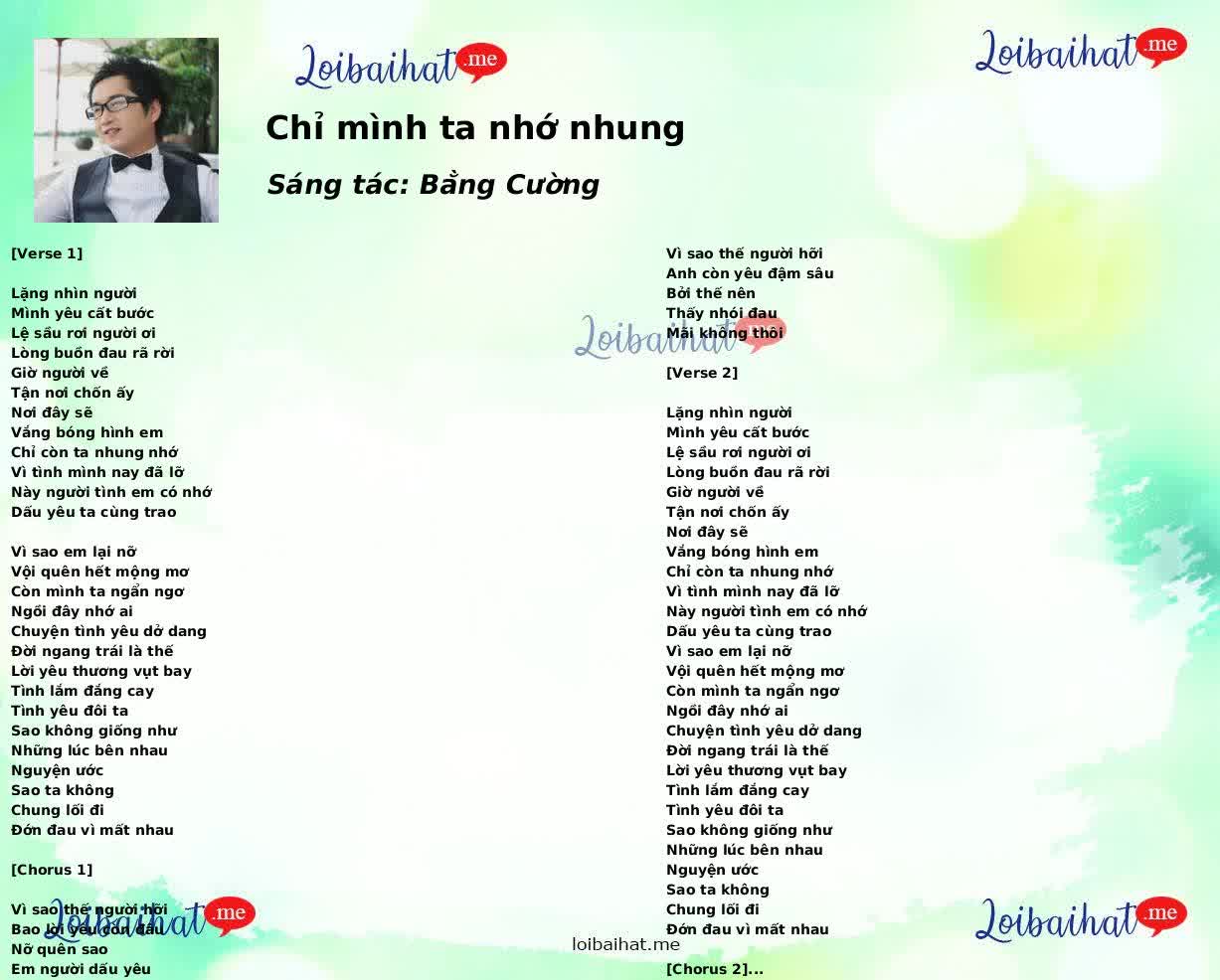 Chỉ mình ta nhớ nhung