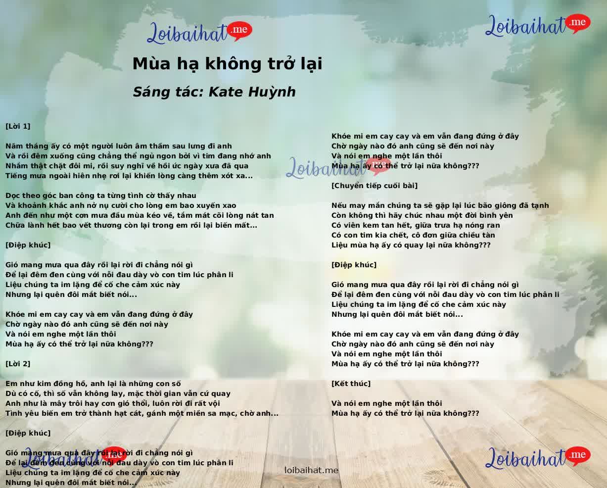 Mùa hạ không trở lại