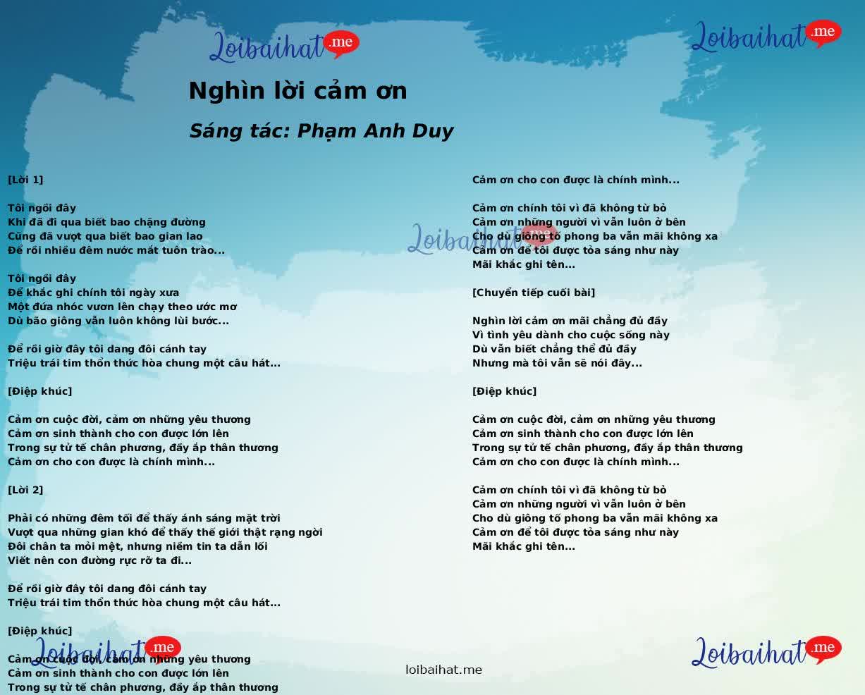 Nghìn lời cảm ơn