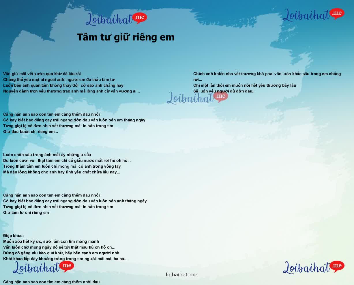 Tâm tư giữ riêng em