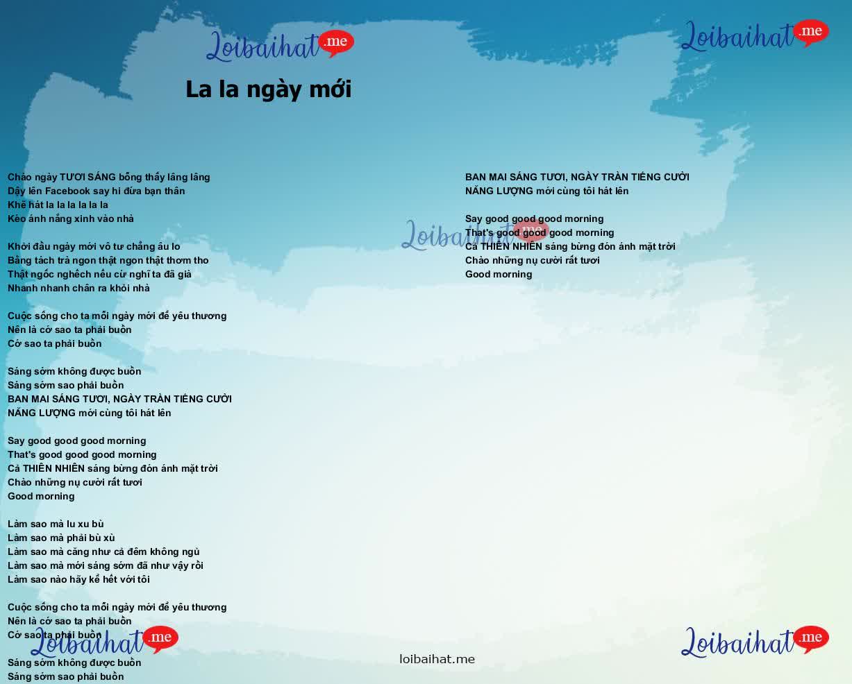 La la ngày mới