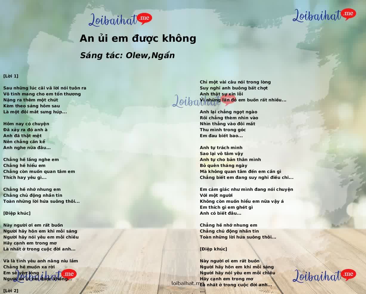 An ủi em được không