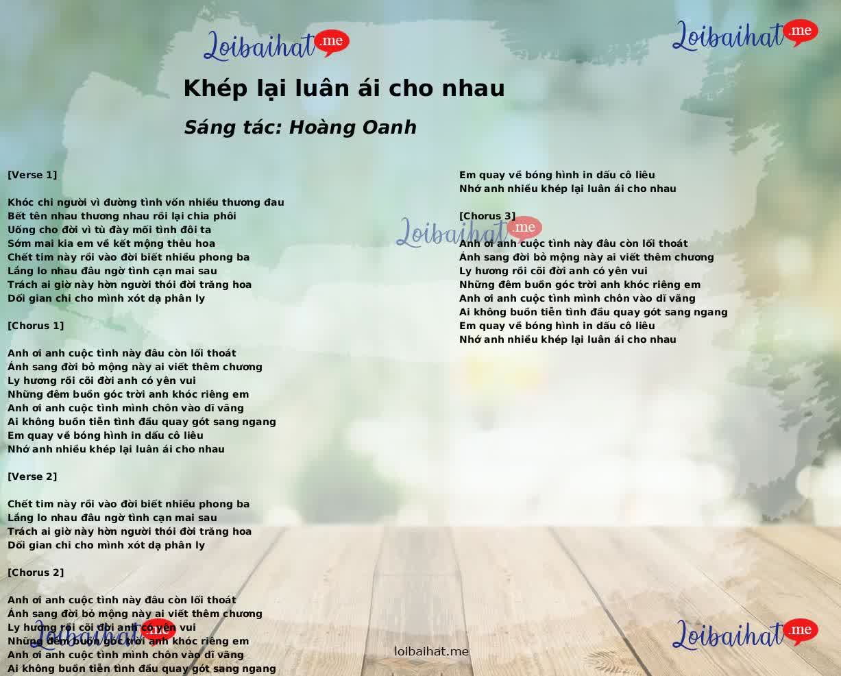 Khép lại luân ái cho nhau