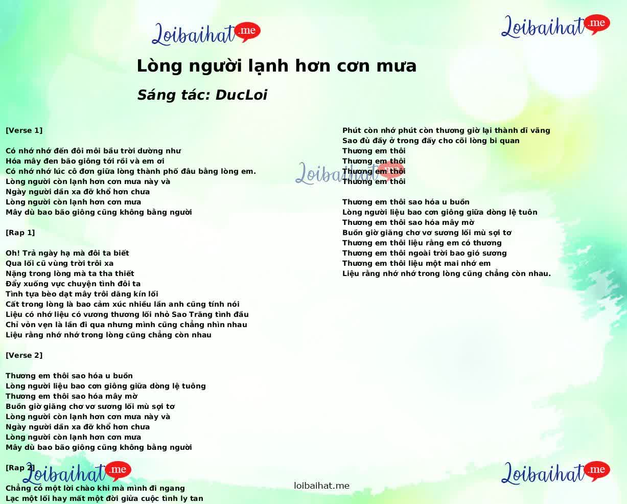 Lòng người lạnh hơn cơn mưa