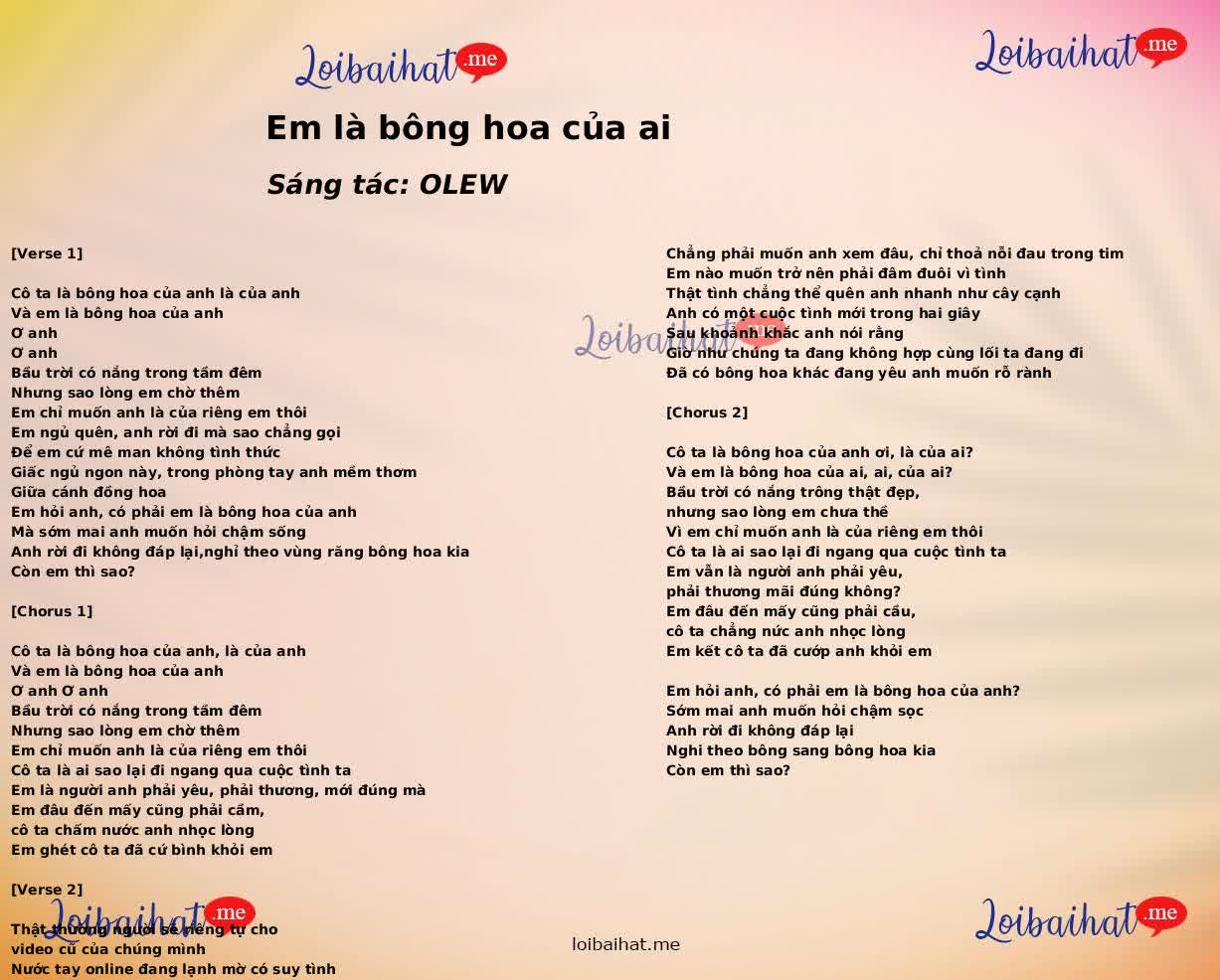 Em là bông hoa của ai