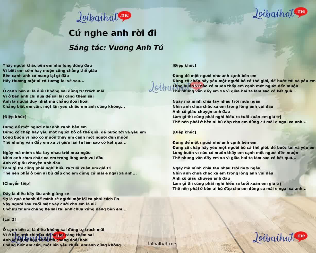 Cứ nghe anh rời đi