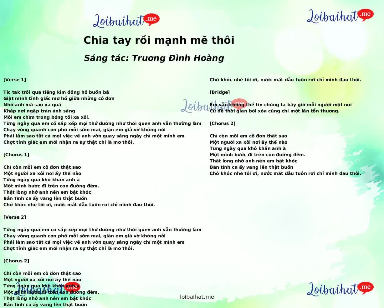 Chia tay rồi mạnh mẽ thôi