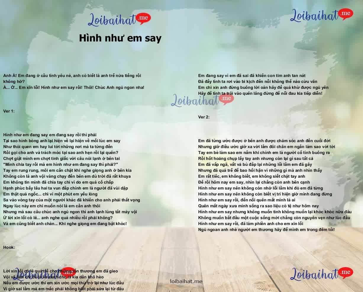 ​Hình như em say