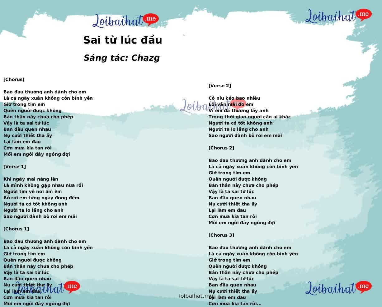 Sai từ lúc đầu
