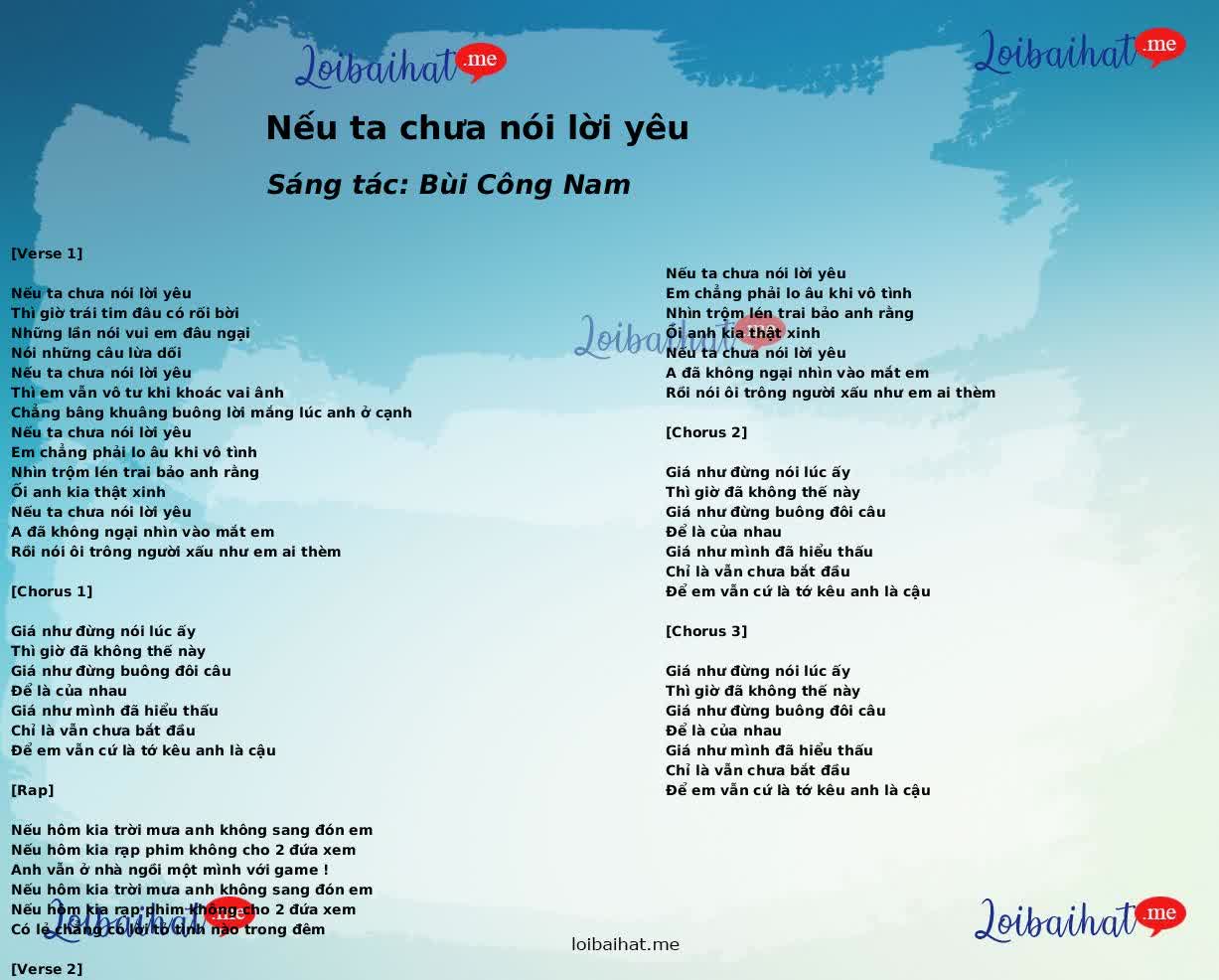 Nếu ta chưa nói lời yêu