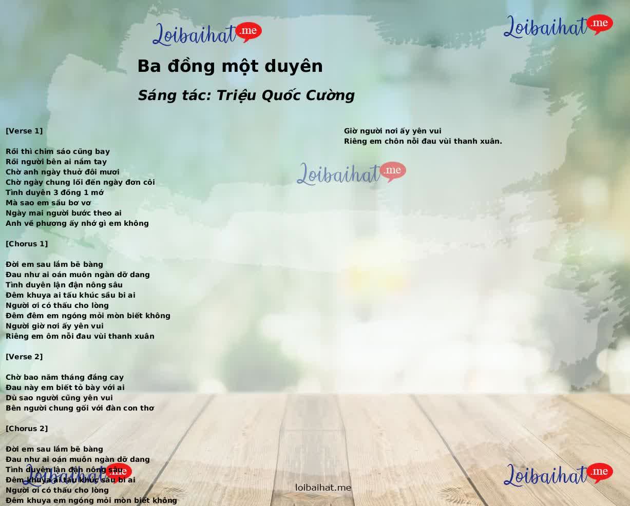 Ba đồng một duyên