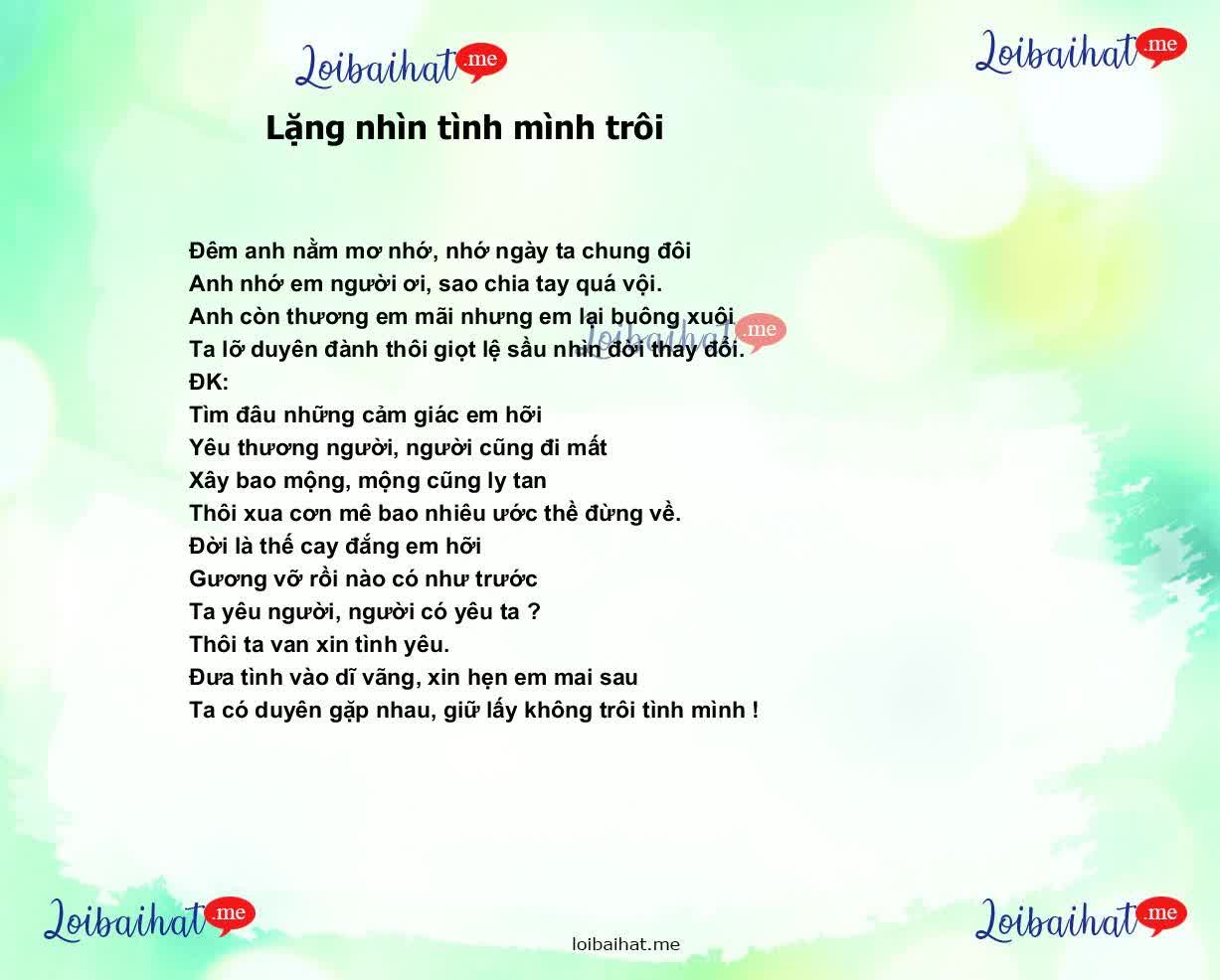 Lặng nhìn tình mình trôi