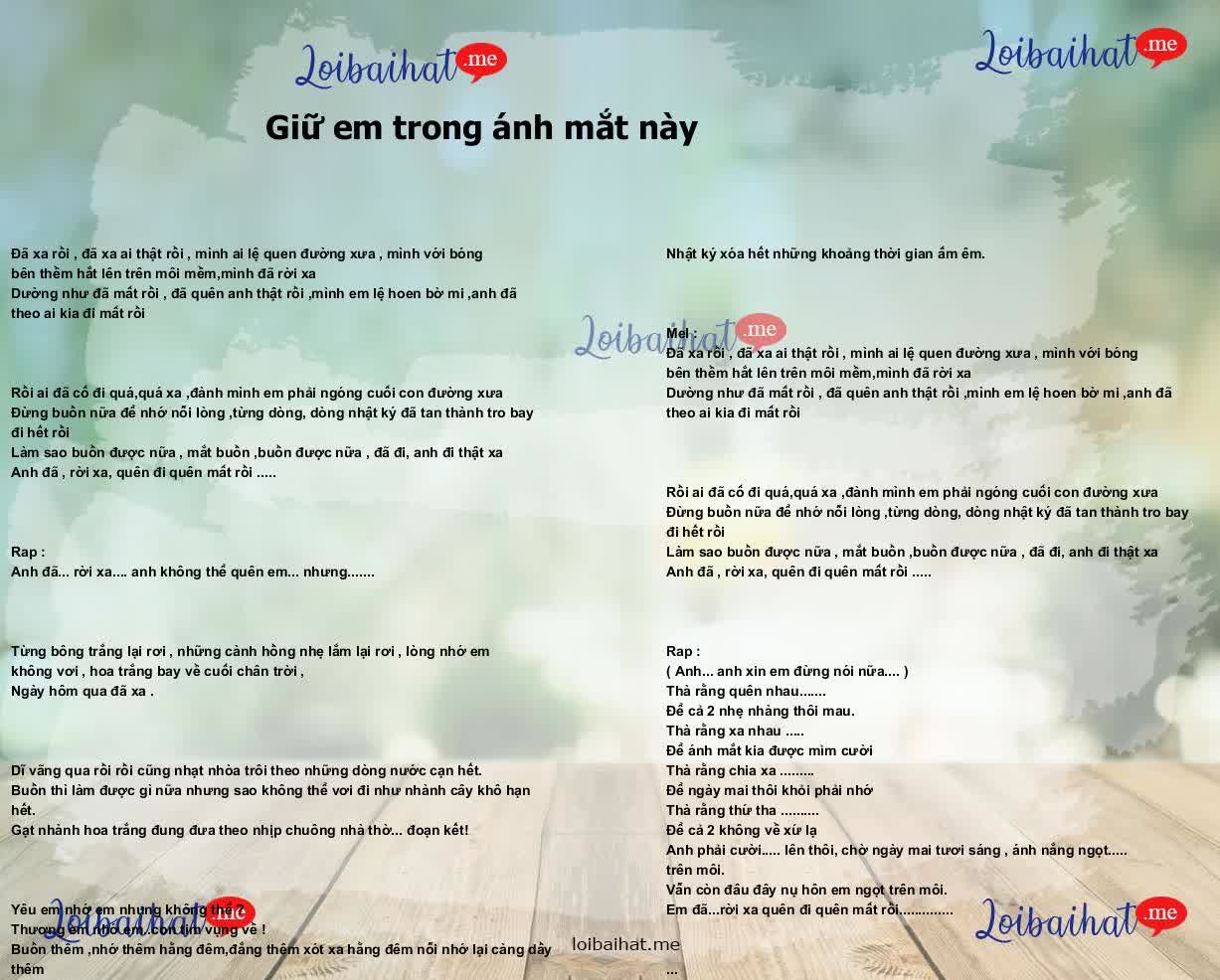 Giữ em trong ánh mắt này