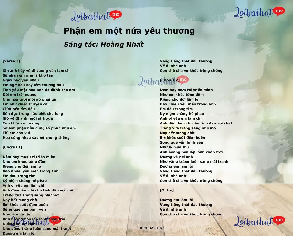 Phận em một nửa yêu thương