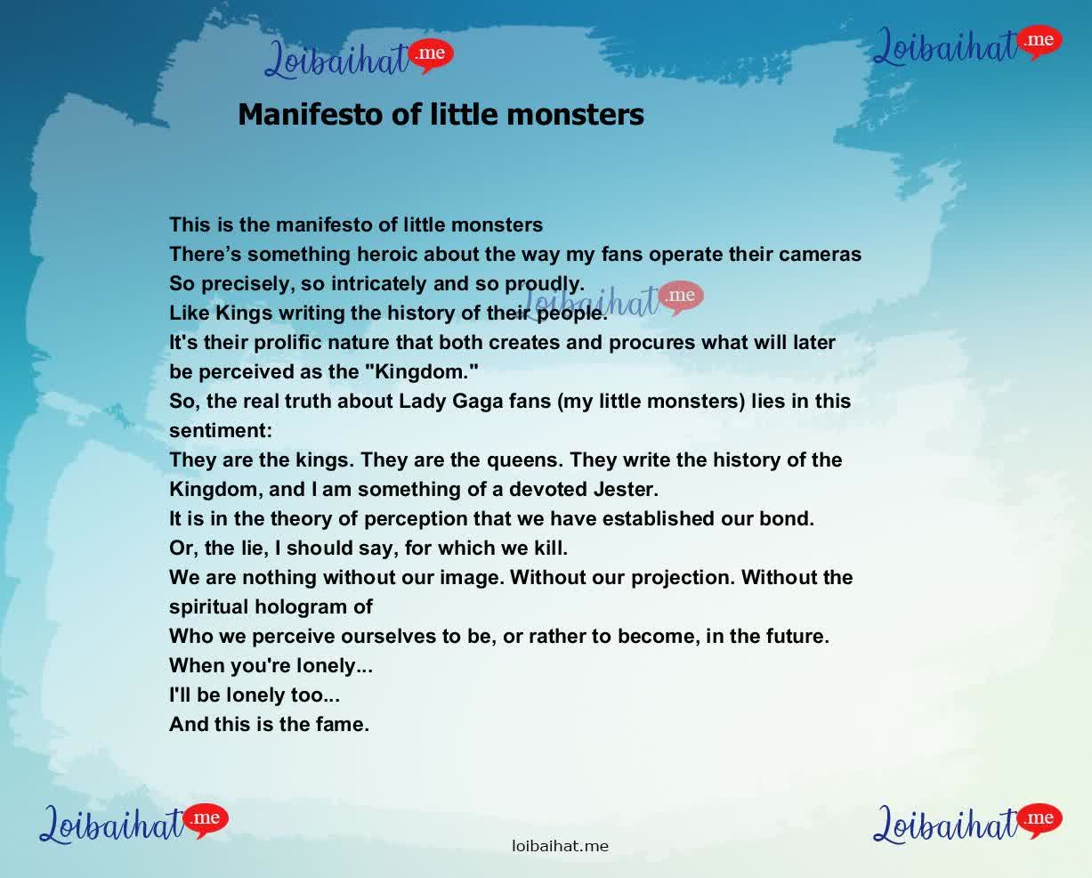 Manifesto of little monsters