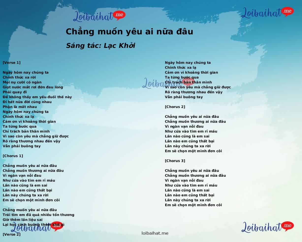 Chẳng muốn yêu ai nữa đâu