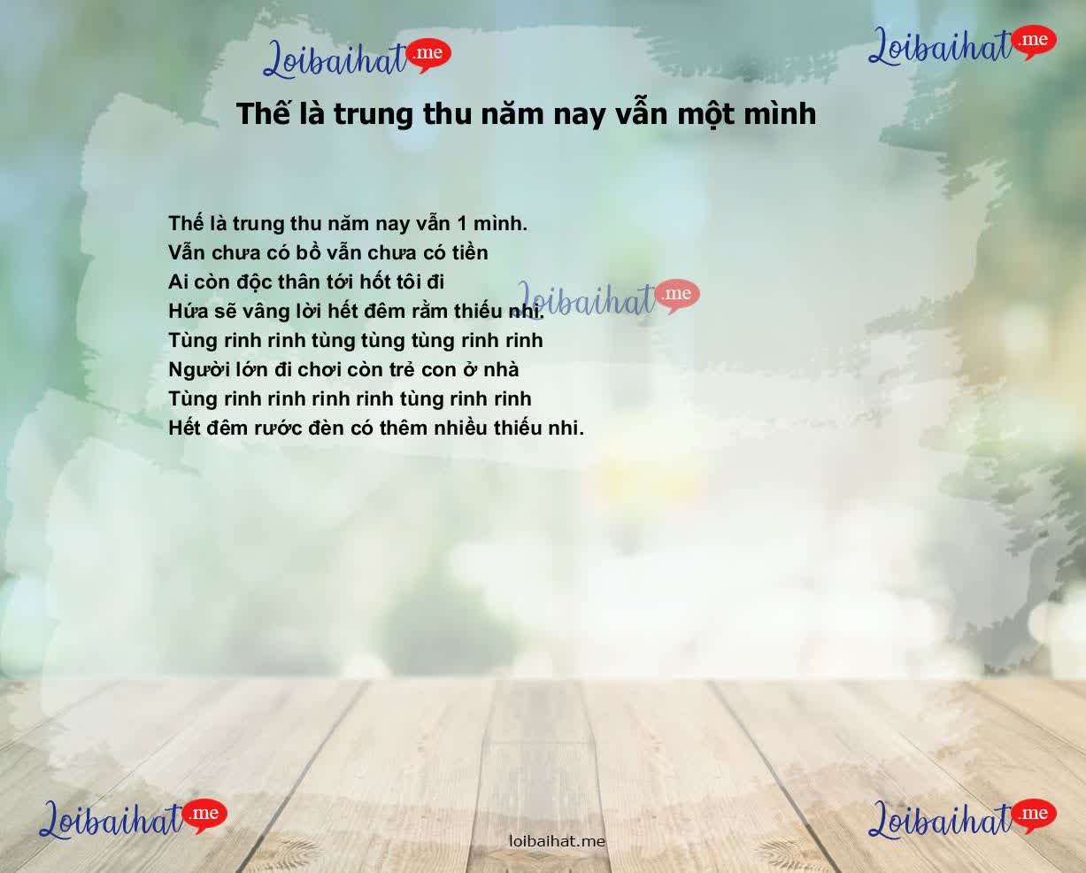 Thế là trung thu năm nay vẫn một mình