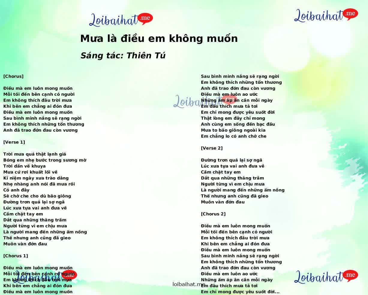 Mưa là điều em không muốn
