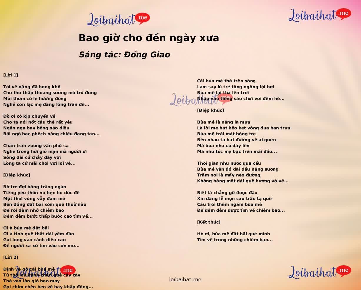 Bao giờ cho đến ngày xưa