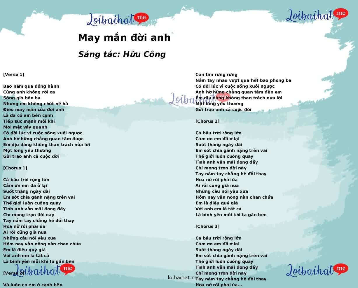 May mắn đời anh