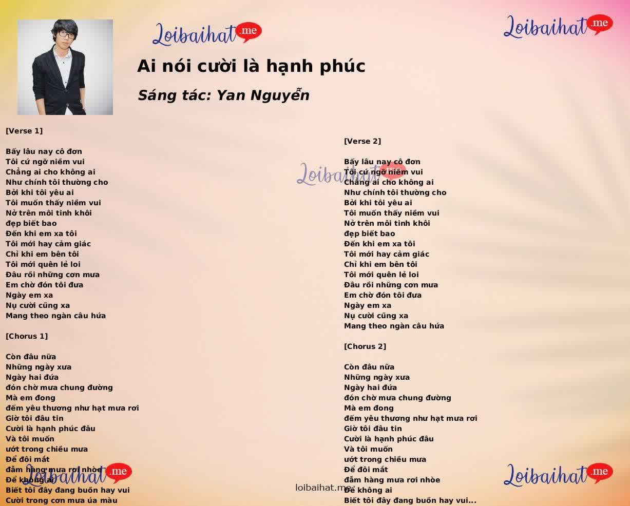 Ai nói cười là hạnh phúc