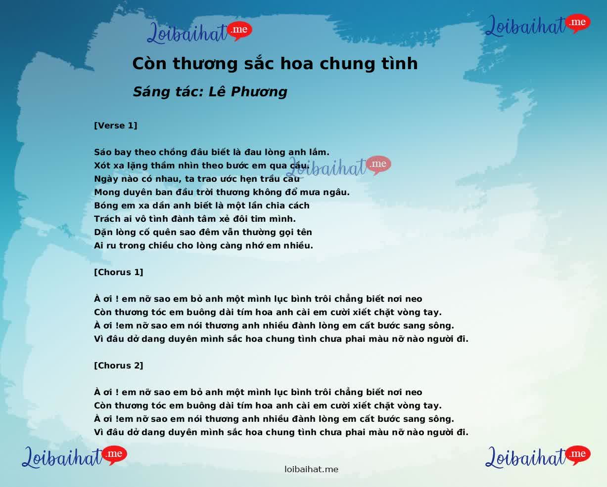 Còn thương sắc hoa chung tình