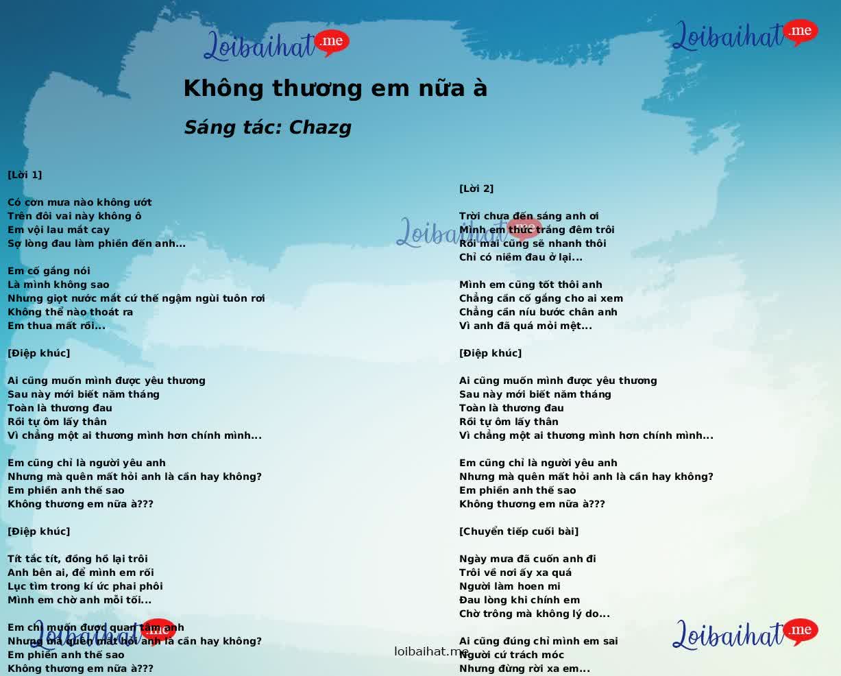 Không thương em nữa à