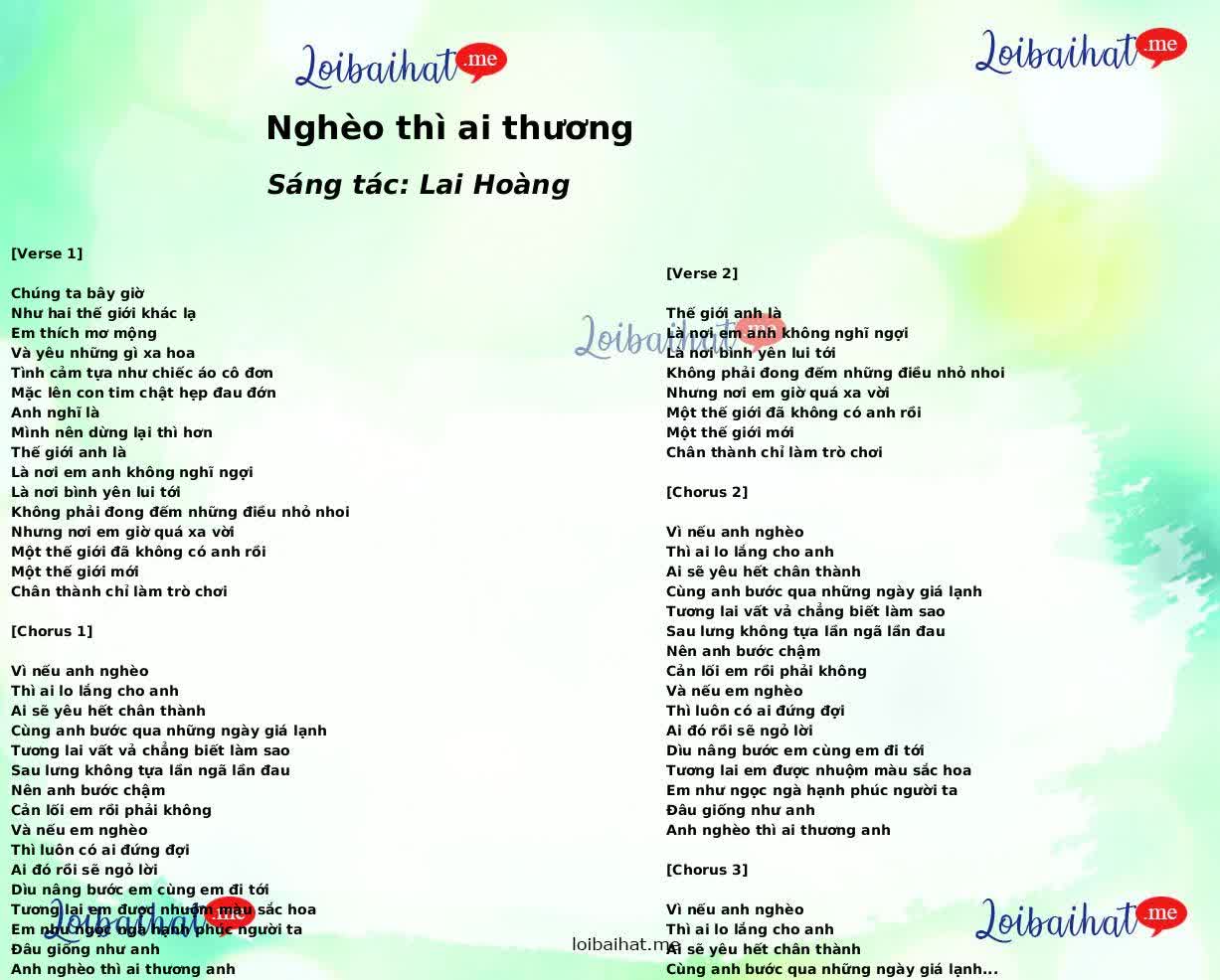 Nghèo thì ai thương