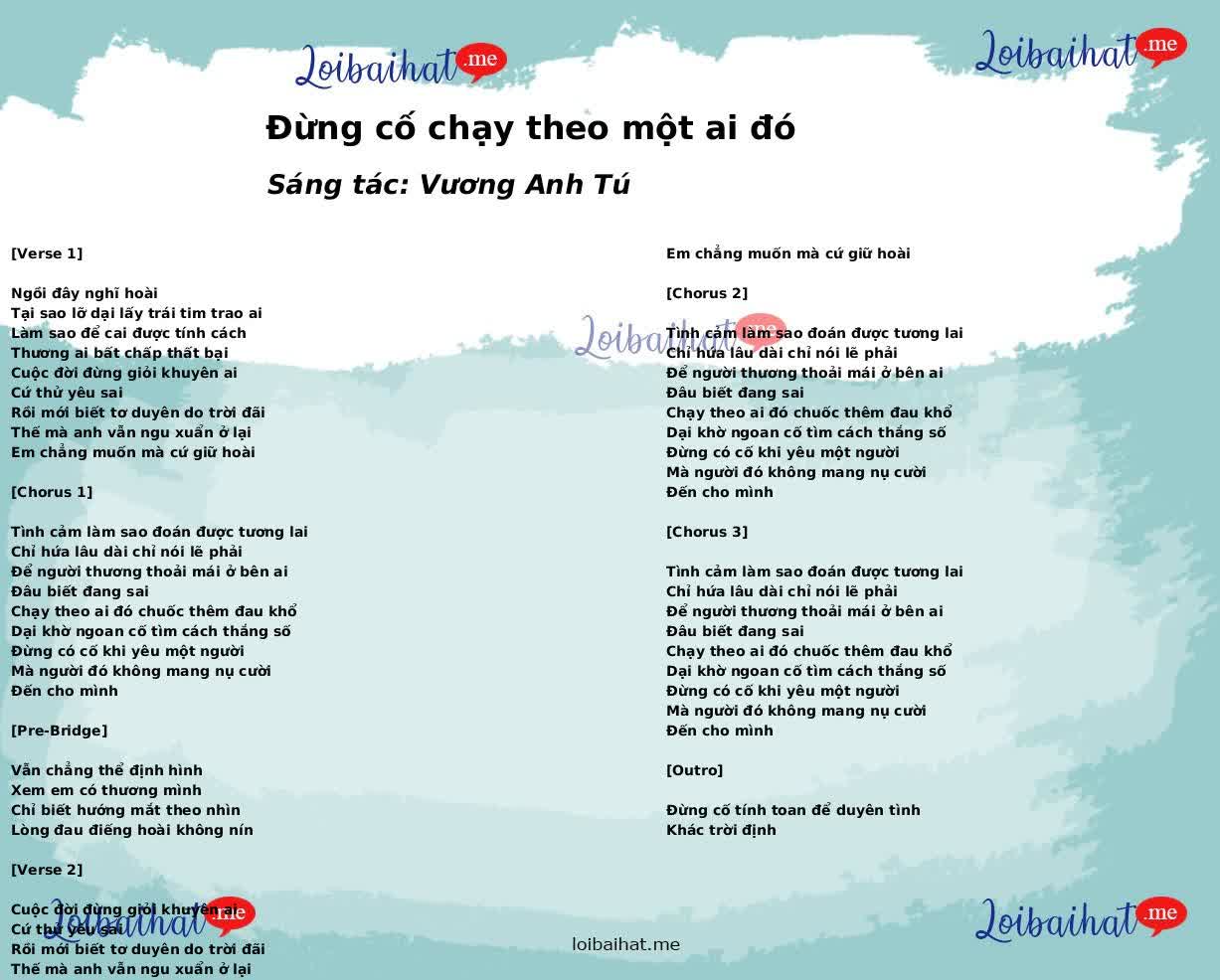 Đừng cố chạy theo một ai đó