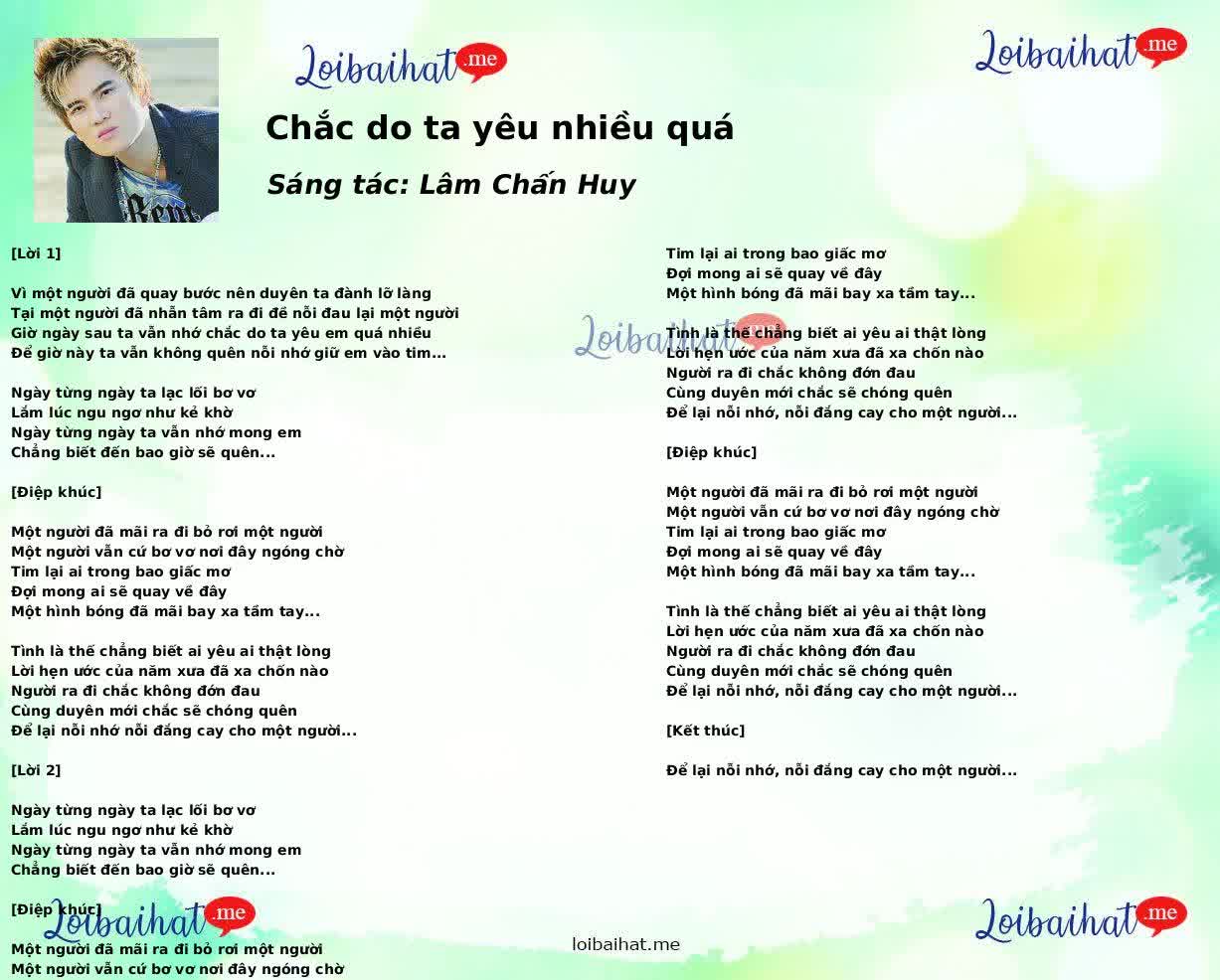 Chắc do ta yêu nhiều quá