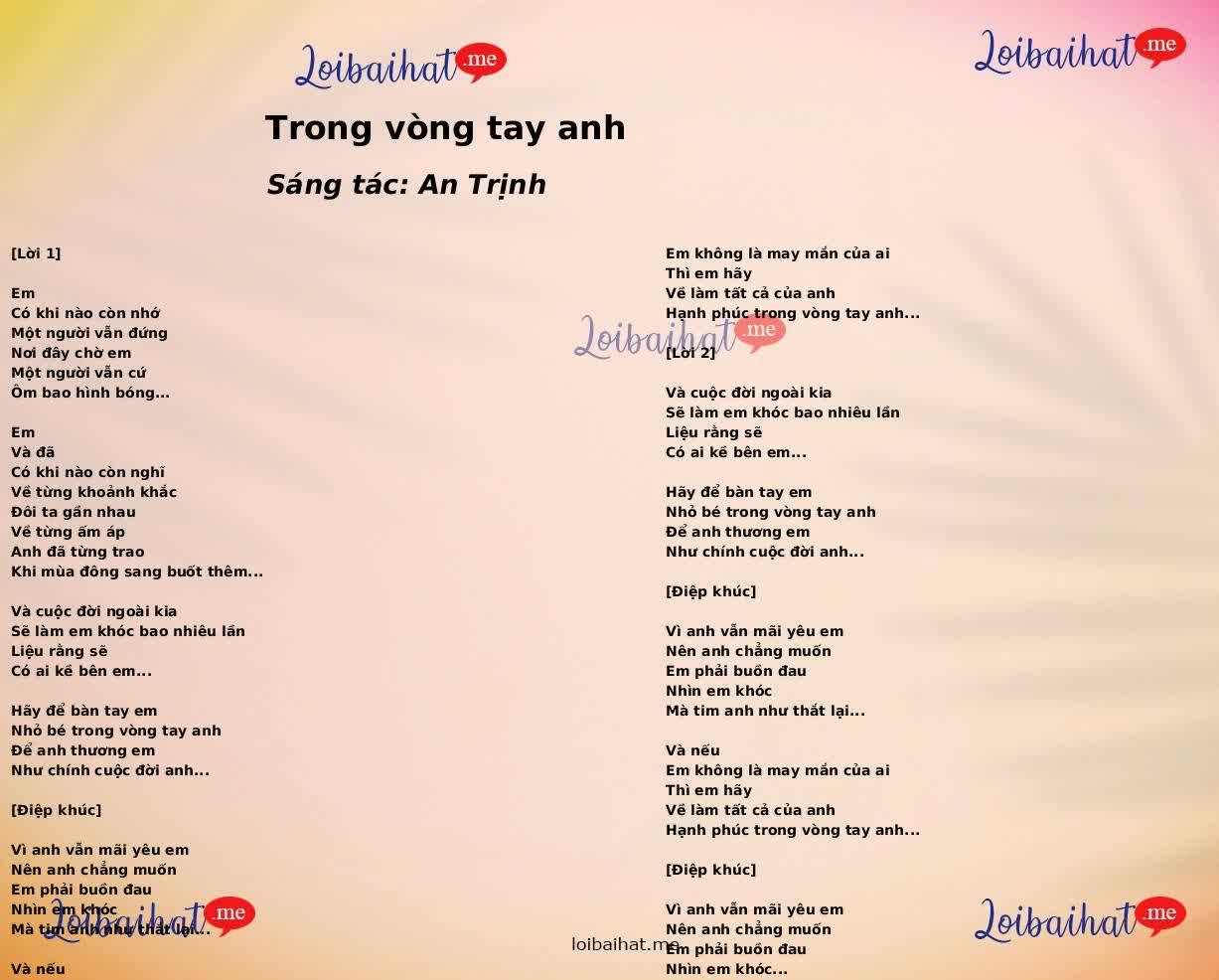 Trong vòng tay anh
