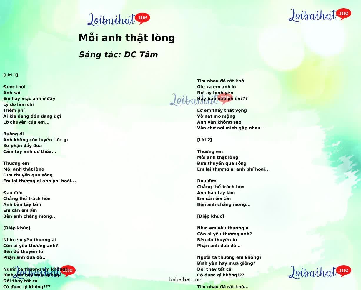 Mỗi anh thật lòng