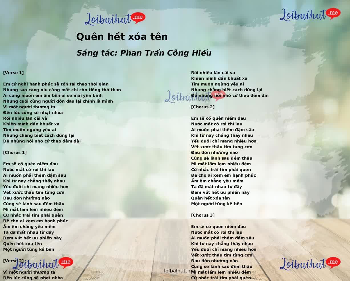Quên hết xóa tên