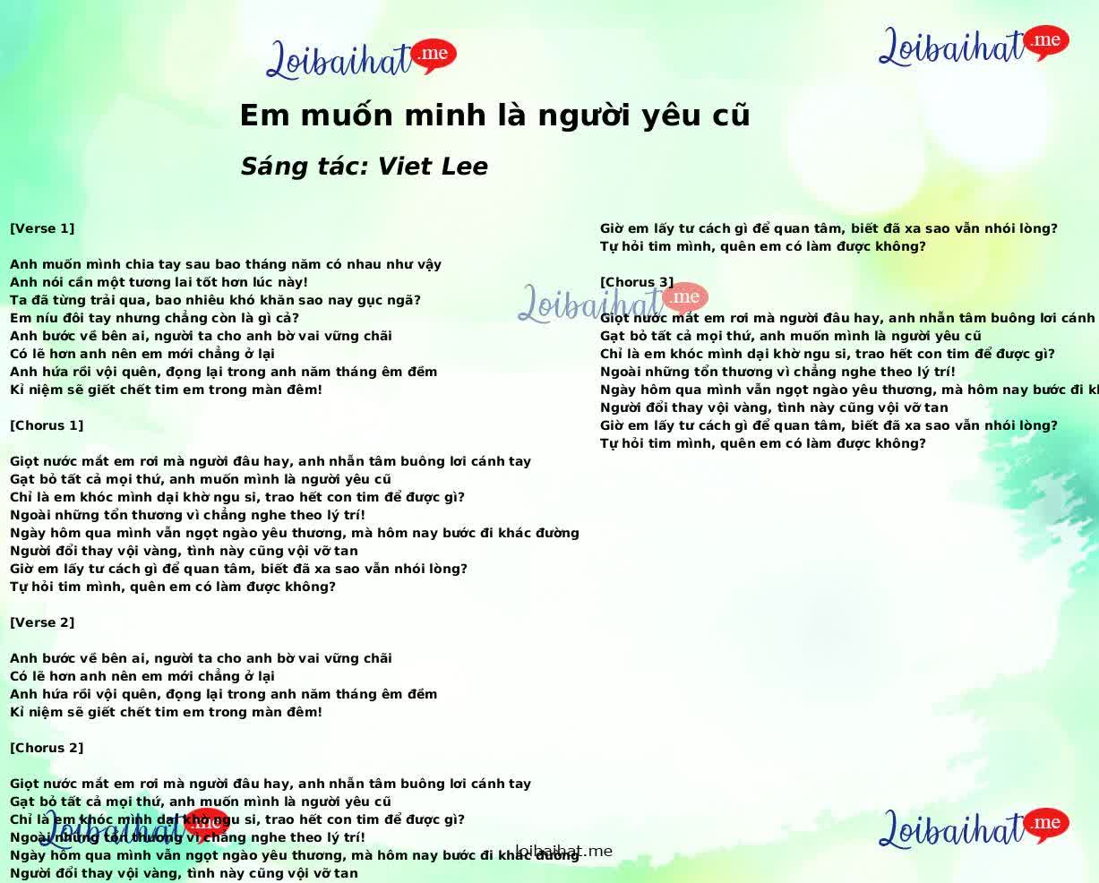 Em muốn minh là người yêu cũ