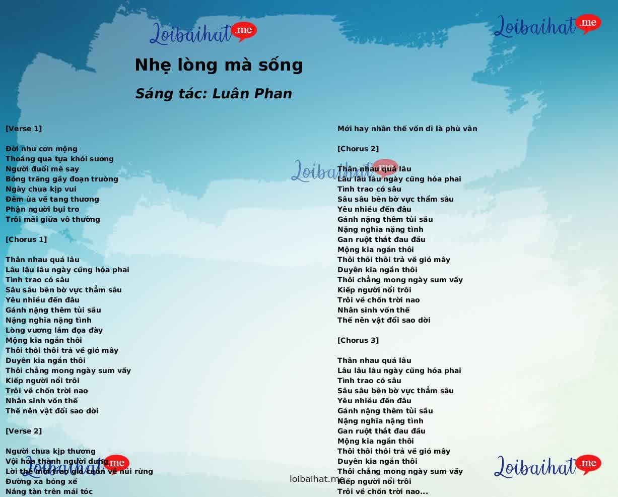 Nhẹ lòng mà sống