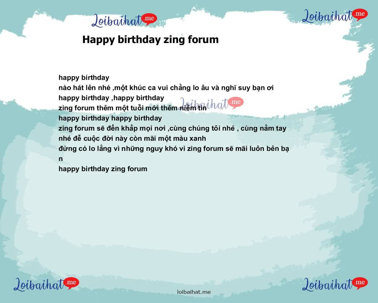 Happy birthday zing forum