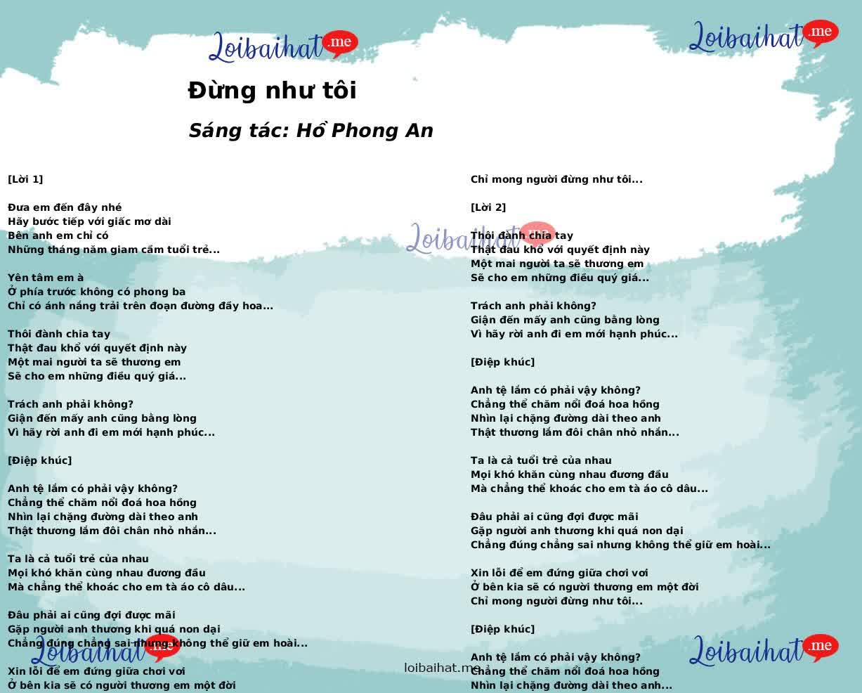 Đừng như tôi