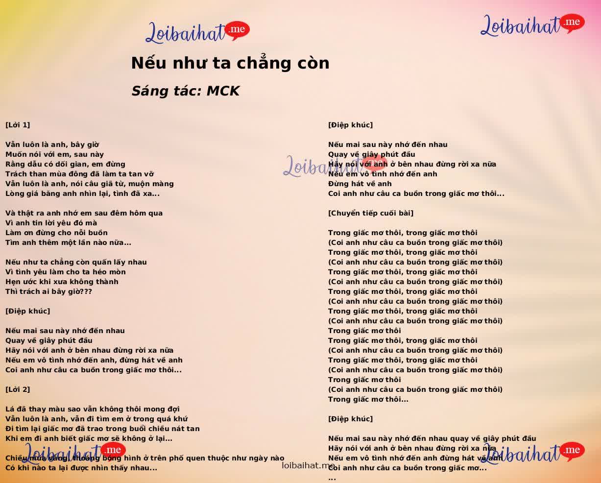 Nếu như ta chẳng còn