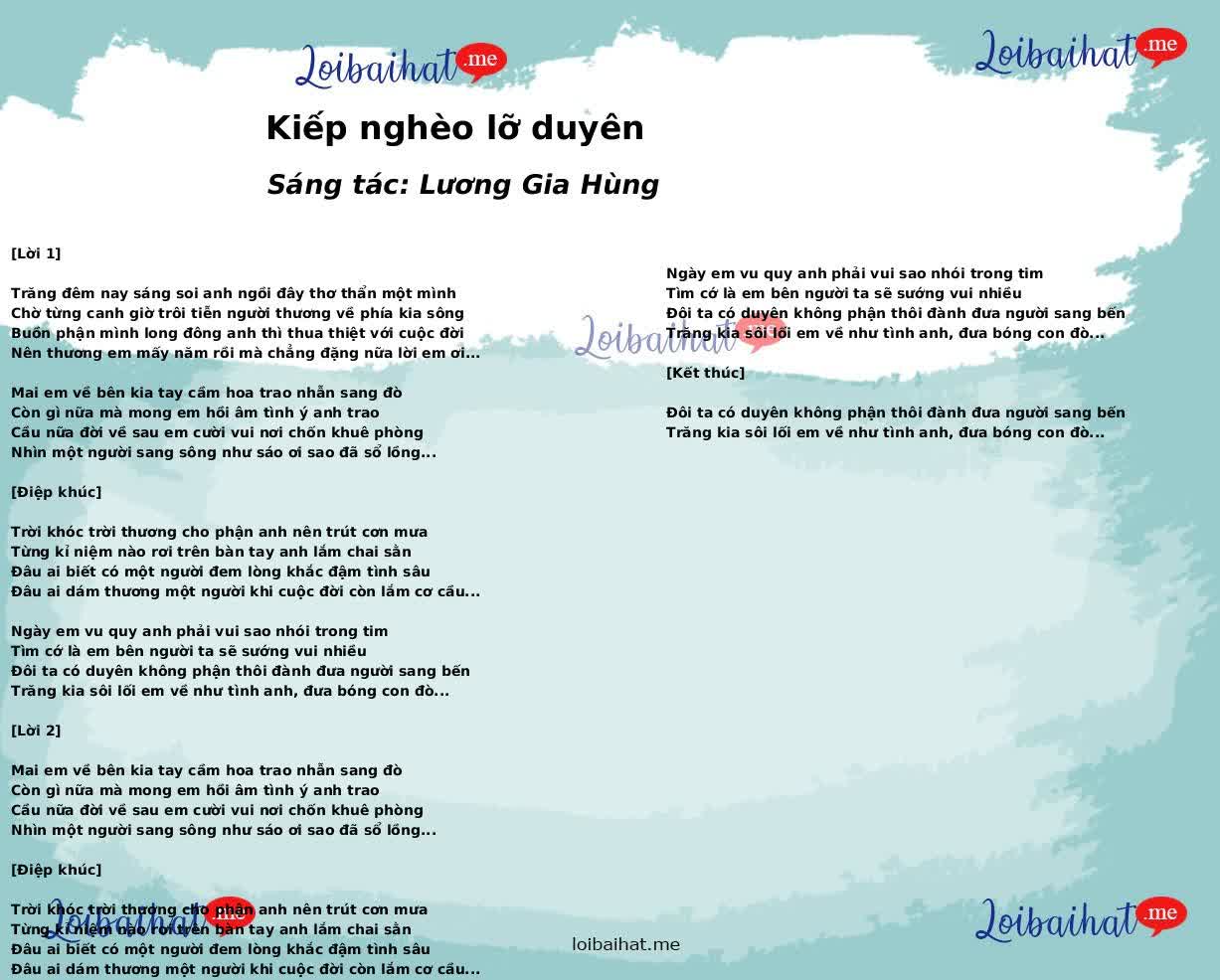 Kiếp nghèo lỡ duyên