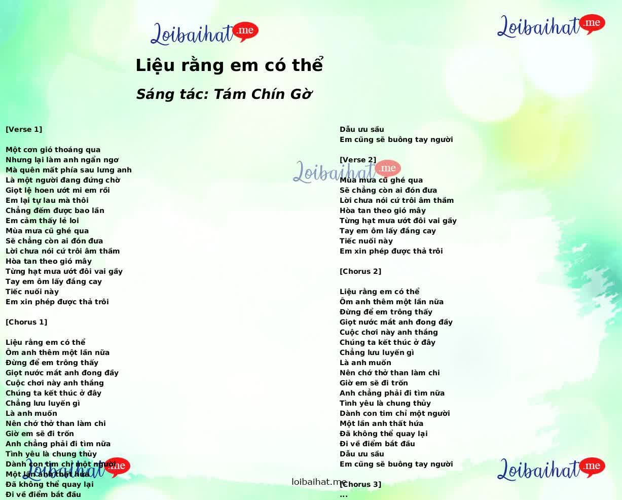Liệu rằng em có thể
