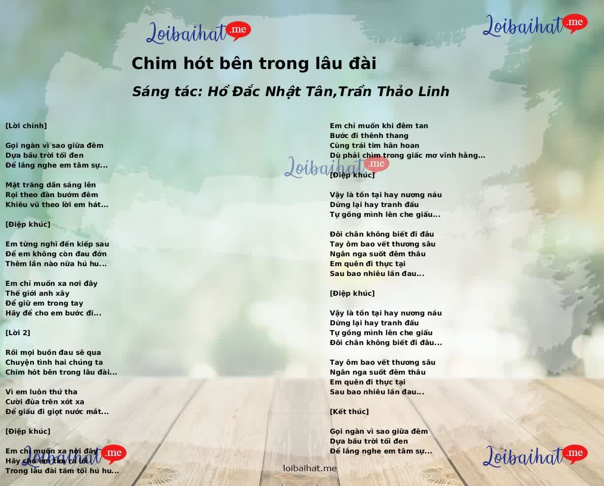 Chim hót bên trong lâu đài