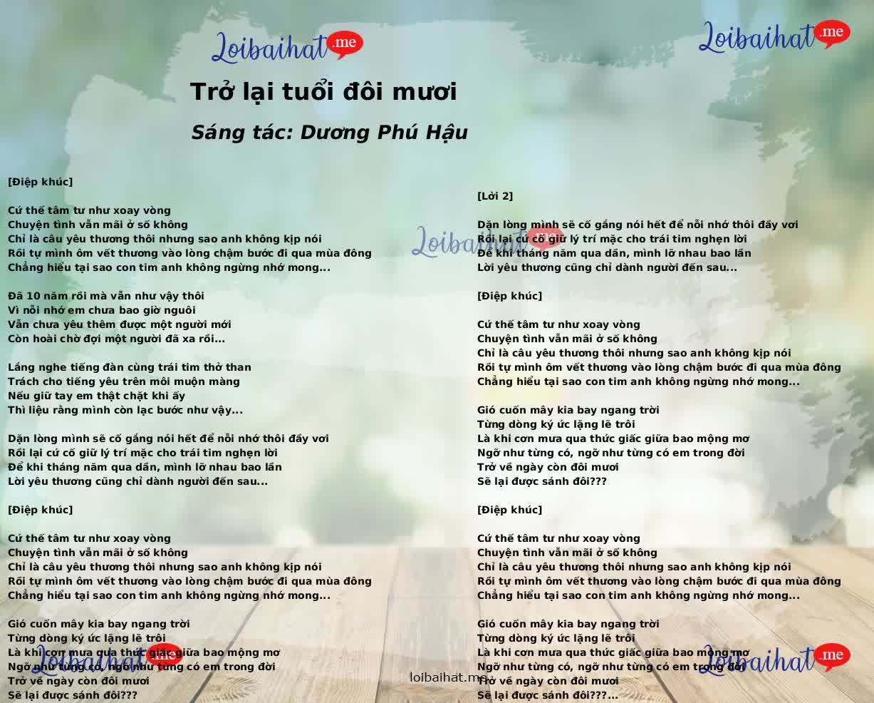 Trở lại tuổi đôi mươi