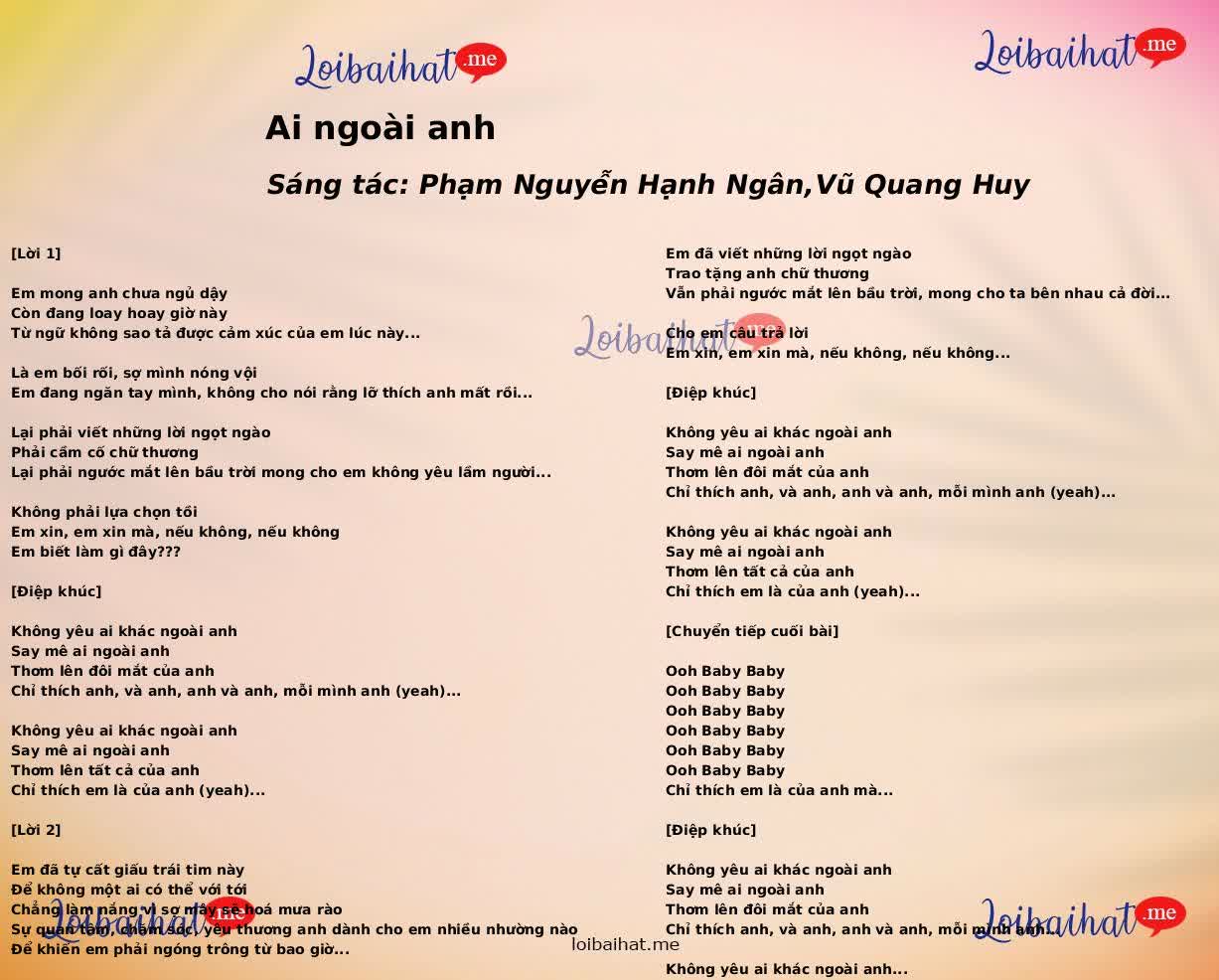Ai ngoài anh